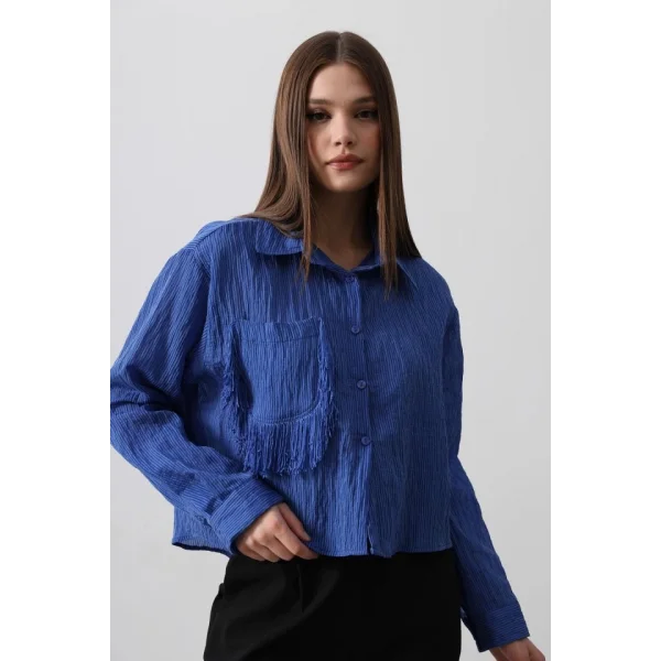 Püskül Cep Detaylı Kısa Gömlek  avi