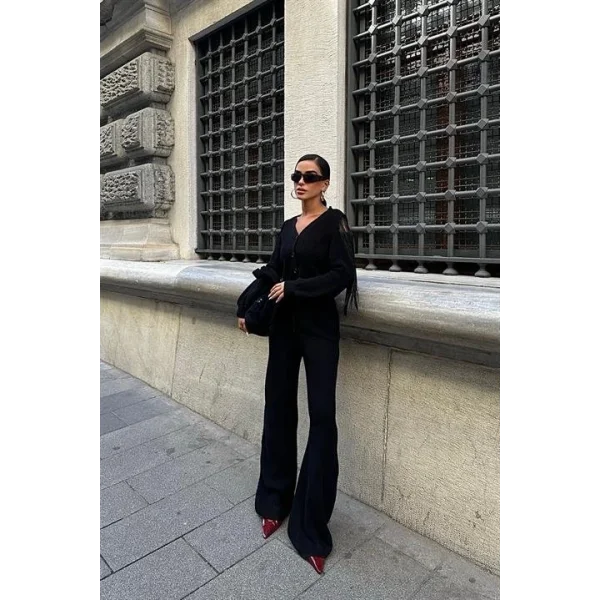 Püskül Detaylı Hırka Pantolon Triko Takım 9967