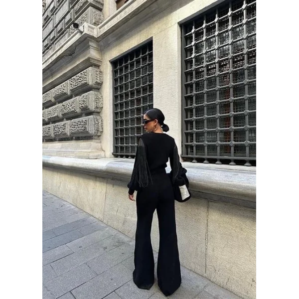 Püskül Detaylı Hırka Pantolon Triko Takım 9967