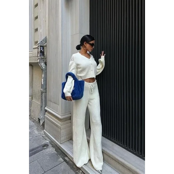 Püskül Detaylı Hırka Pantolon Triko Takım 9967