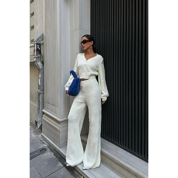 Püskül Detaylı Hırka Pantolon Triko Takım 9967