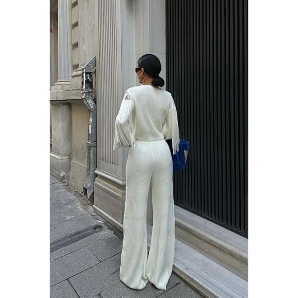 Püskül Detaylı Hırka Pantolon Triko Takım 9967