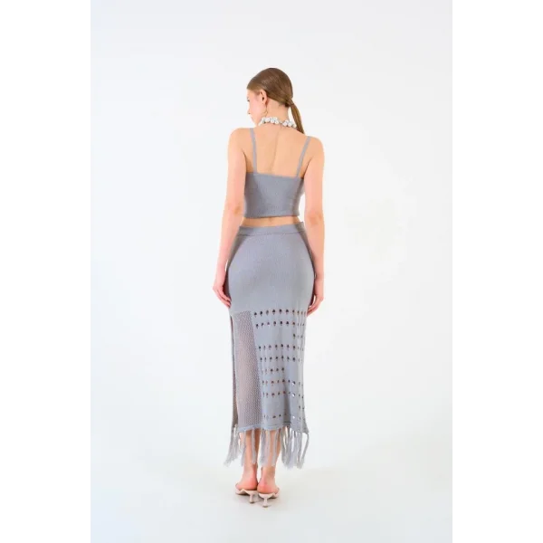 Püsküllü Etekli Takım  Gri