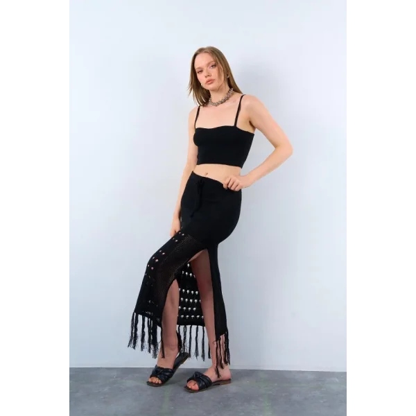 Püsküllü Etekli Takım  Siyah