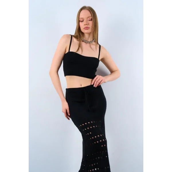 Püsküllü Etekli Takım  Siyah