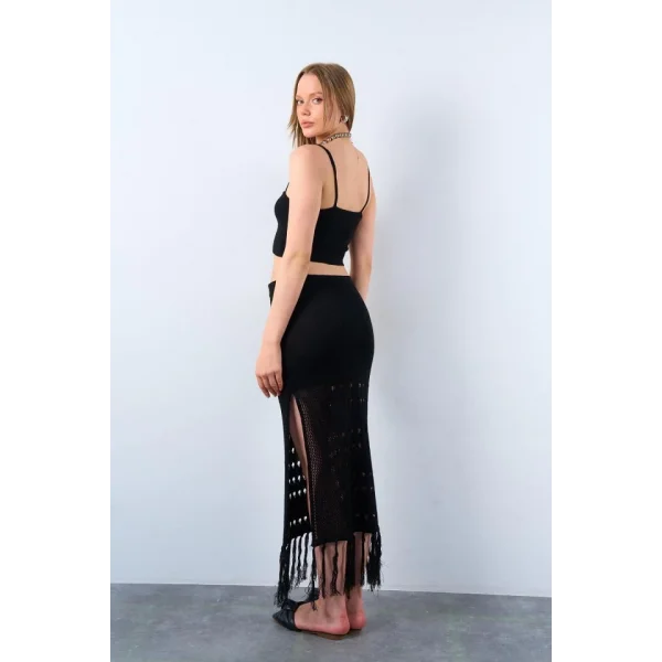 Püsküllü Etekli Takım  Siyah