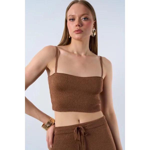 Püsküllü Etekli Takım  Süt Kahve