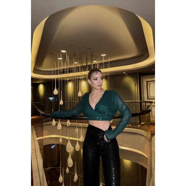 PUU CROP KRUVAZE BUZ  Zümrüt