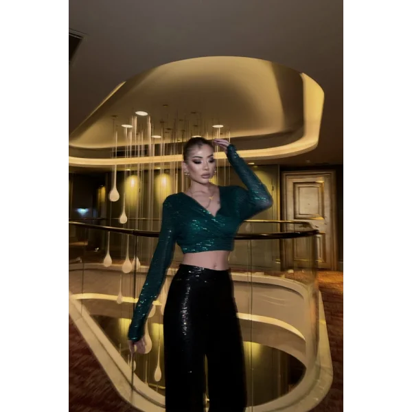 PUU CROP KRUVAZE BUZ  Zümrüt