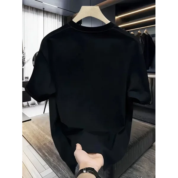 Rahat Bisiklet Yaka Tişört, Yaratıcı Karikatür Baskı - Yumuşak Polyester, Her Mevsim Giyilebilir- Siyah