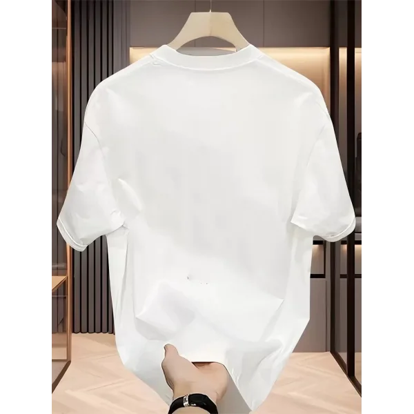 Rahat Bisiklet Yaka Tişört, Yaratıcı Karikatür Baskı - Yumuşak Polyester, Her Mevsim Giyilebilir- Beyaz