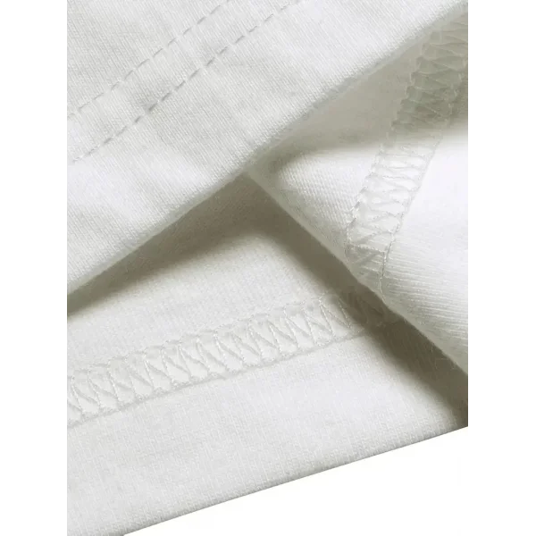 Rahat Bisiklet Yaka Tişört, Yaratıcı Karikatür Baskı - Yumuşak Polyester, Her Mevsim Giyilebilir- Beyaz