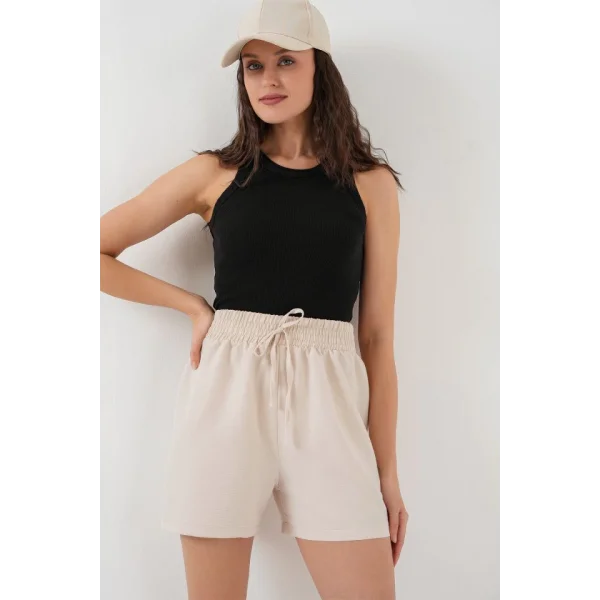 Rahat Kalıp Şort 5327  Krem
