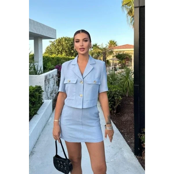 Rainbow Kısa Kol Ceket Takım 9833