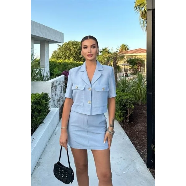 Rainbow Kısa Kol Ceket Takım 9833