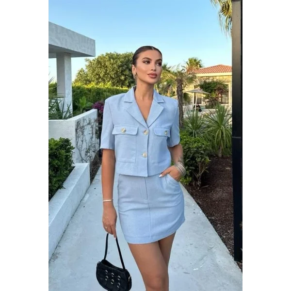 Rainbow Kısa Kol Ceket Takım 9833