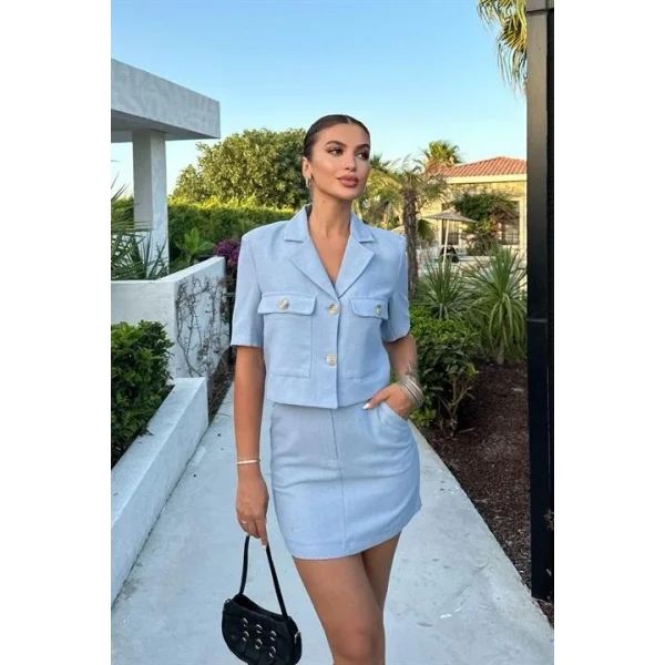 Rainbow Kısa Kol Ceket Takım 9833