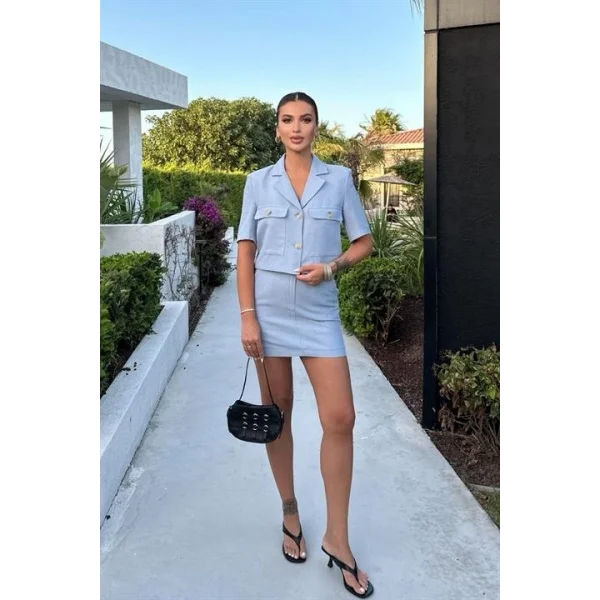 Rainbow Kısa Kol Ceket Takım 9833