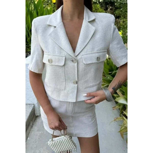 Rainbow Kısa Kol Ceket Takım 9833