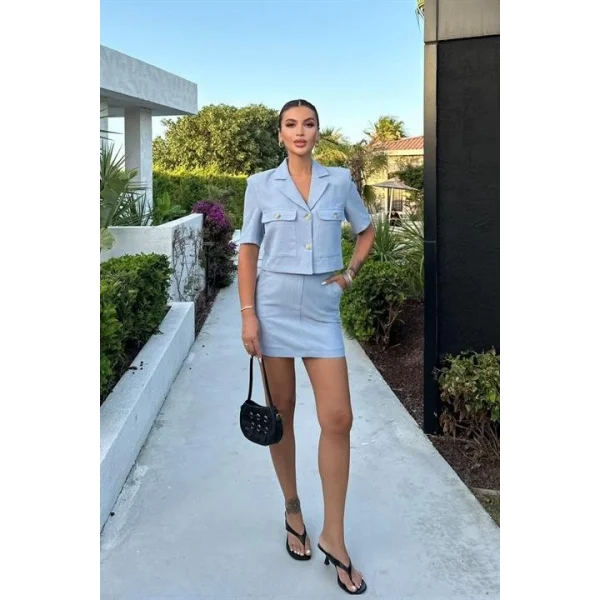 Rainbow Kısa Kol Ceket Takım 9833