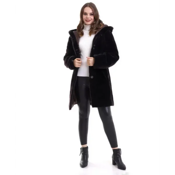 Reks Kapüşonlu Kaban  Siyah