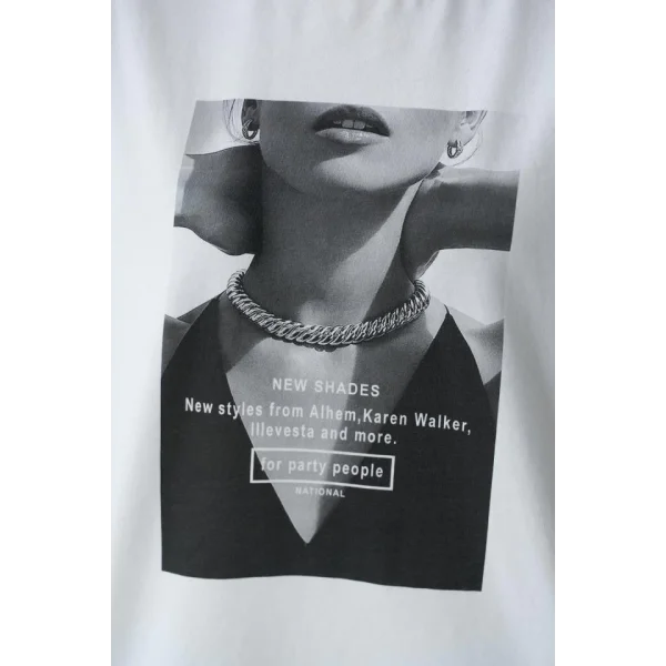 Resim Baskılı T-Shirt - Krem