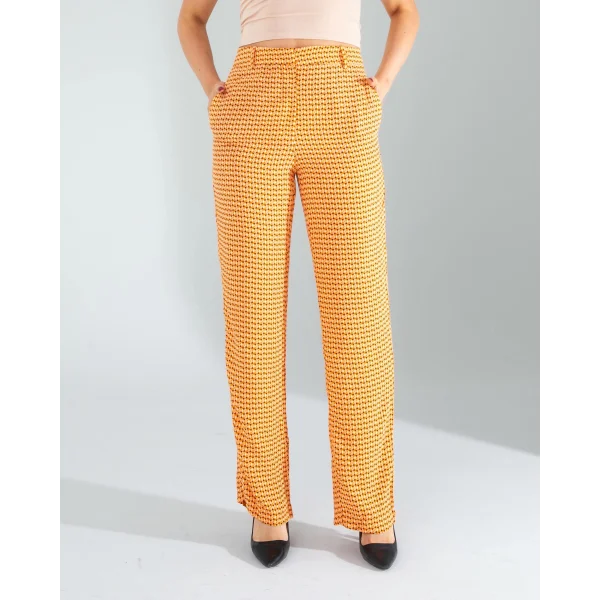Retro Desen Cepli Turuncu Pantolon