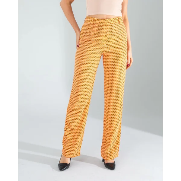 Retro Desen Cepli Turuncu Pantolon