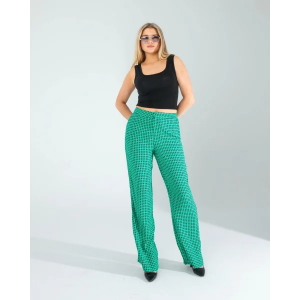 Retro Desen Cepli Yeşil Pantolon