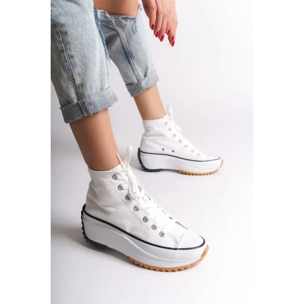 ROMA Bağcıklı Ortopedik Taban Kadın Sneaker Spor Ayakkabı TBT - Beyaz