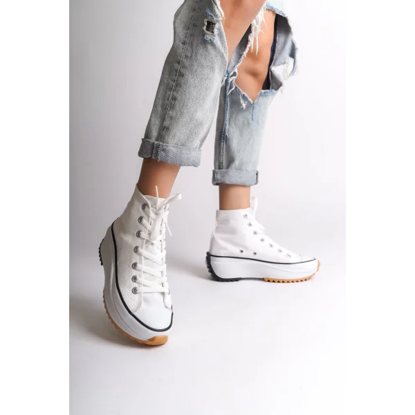 ROMA Bağcıklı Ortopedik Taban Kadın Sneaker Spor Ayakkabı TBT - Beyaz