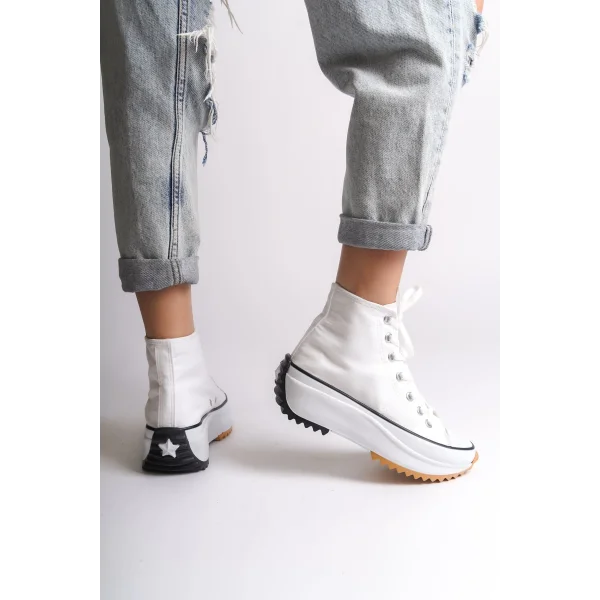 ROMA Bağcıklı Ortopedik Taban Kadın Sneaker Spor Ayakkabı TBT - Beyaz