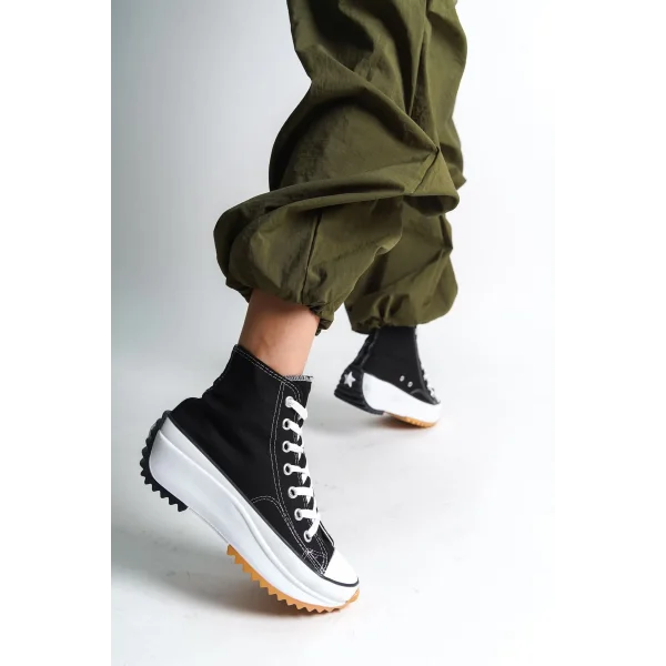 ROMA Bağcıklı Ortopedik Taban Kadın Sneaker Spor Ayakkabı  TBT - Siyah