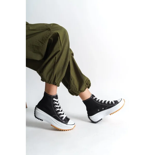 ROMA Bağcıklı Ortopedik Taban Kadın Sneaker Spor Ayakkabı  TBT - Siyah