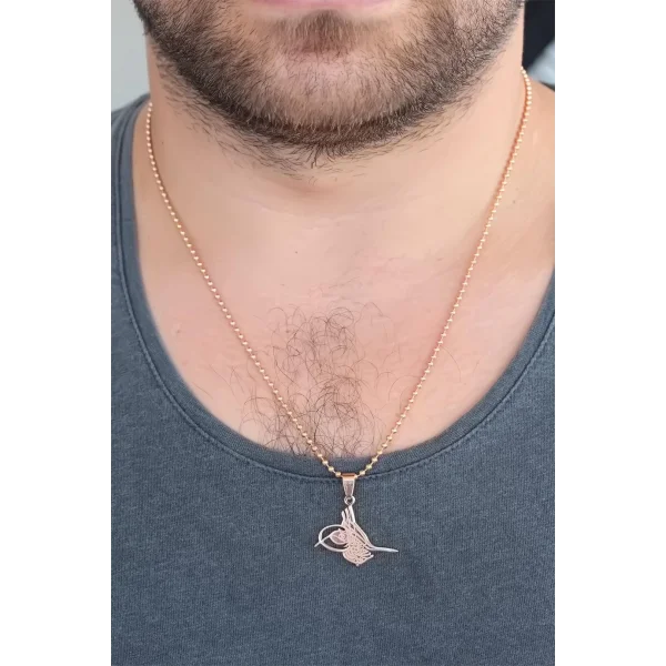 Rose Renk Metal Tuğra Figürlü Erkek Kolye