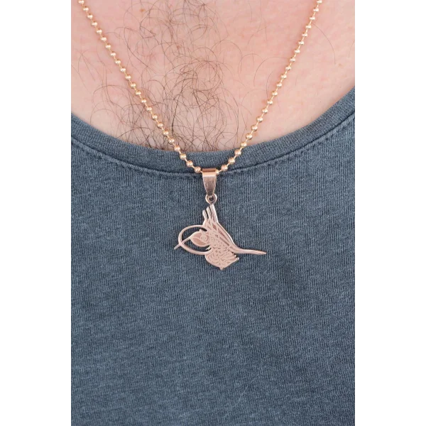 Rose Renk Metal Tuğra Figürlü Erkek Kolye