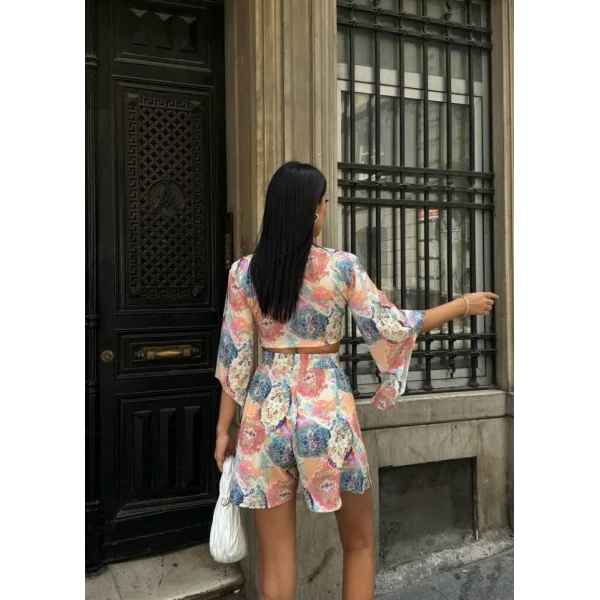 ŞA DEEN BAKII CROP BAĞAA BUZ  ŞORT TAKI  Bej