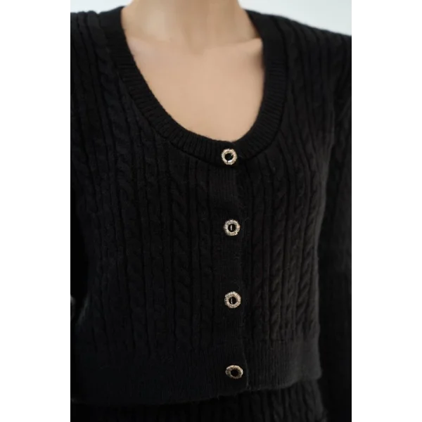 Saç Örgülü Etekli Takım  Siyah