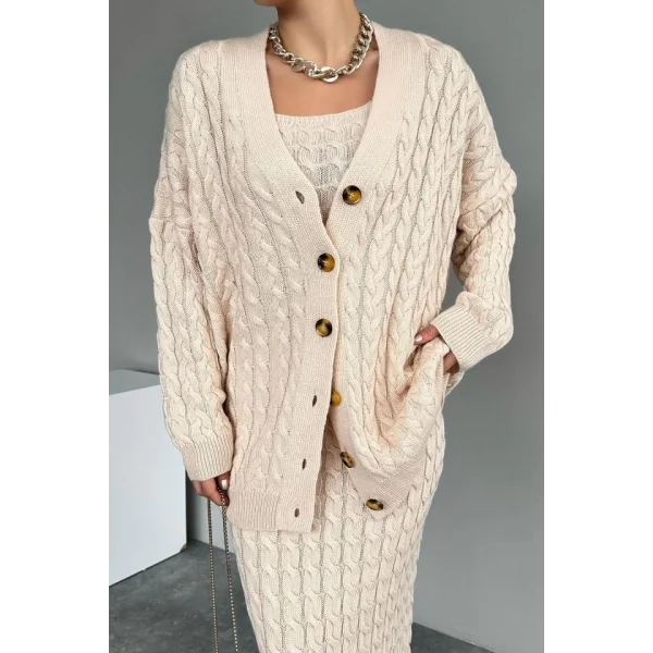 Saç Örgülü Üçlü Takım  Vanilya