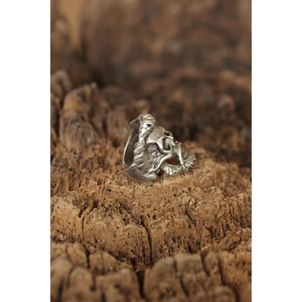 Saçlı Kuru Kafa Model Ayarlanabilir Erkek Yüzük