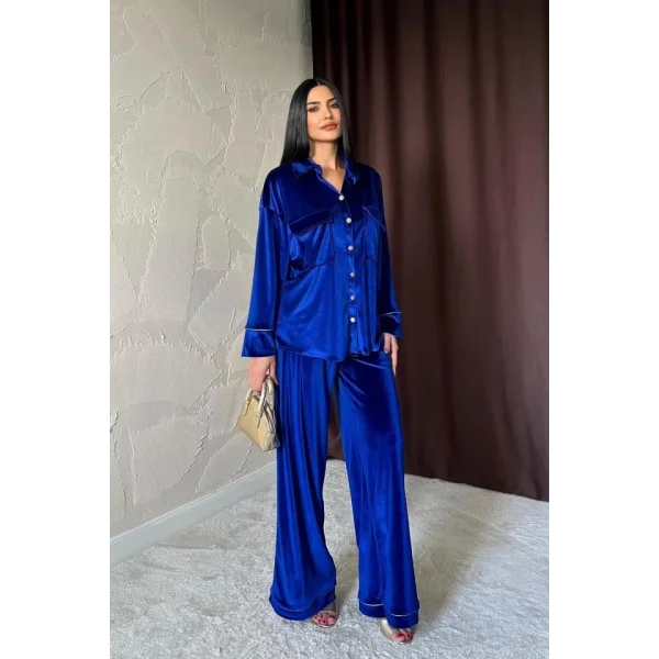 Saks Kadife Biyeli Takım