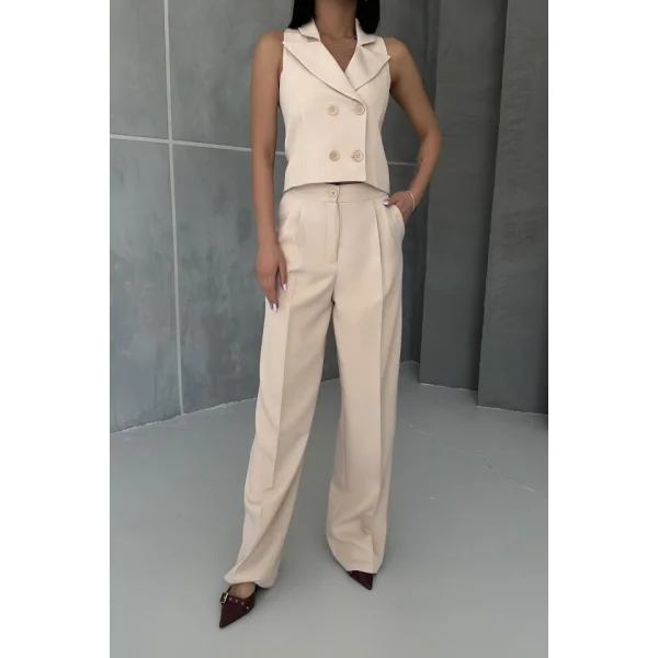 Şal Yaka Düğmeli̇ Yelek