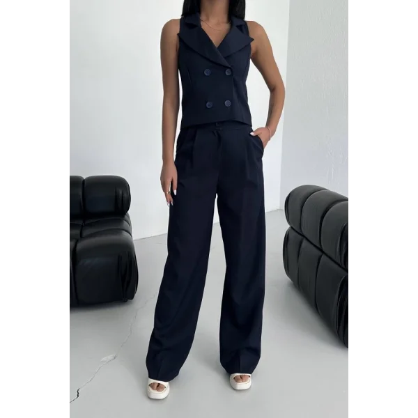 Şal Yaka Düğmeli̇ Yelek