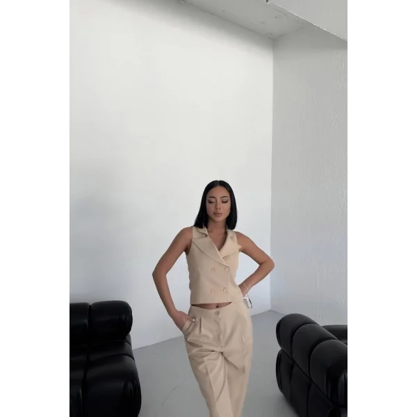 Şal Yaka Düğmeli̇ Yelek