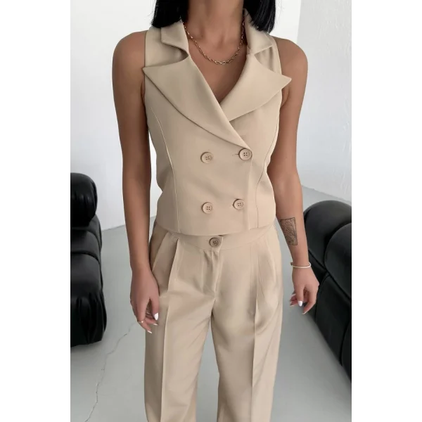 Şal Yaka Düğmeli̇ Yelek