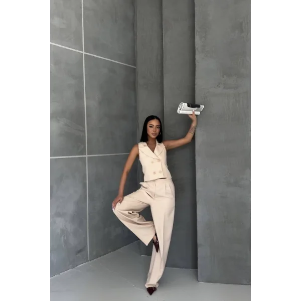 Şal Yaka Düğmeli̇ Yelek