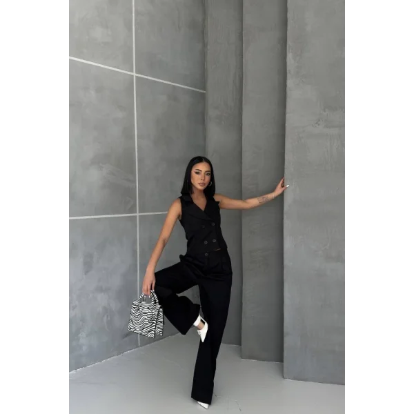 Şal Yaka Düğmeli̇ Yelek