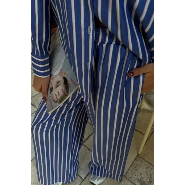 Salaş Çizgili Pantolon Gömlek Takım 10053