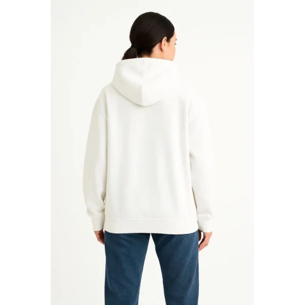 Samuray Ninja Çift Kapşonlu ZIP Fermuarlı Kanguru Çepli Hoodie Maske Detaylı Swetshirt - Beyaz