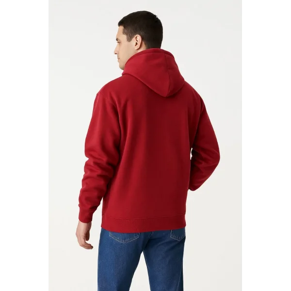 Samuray Ninja Çift Kapşonlu ZIP Fermuarlı Kanguru Çepli Tam Fermuarlı Hoodie Swetshirt - Kırmızı